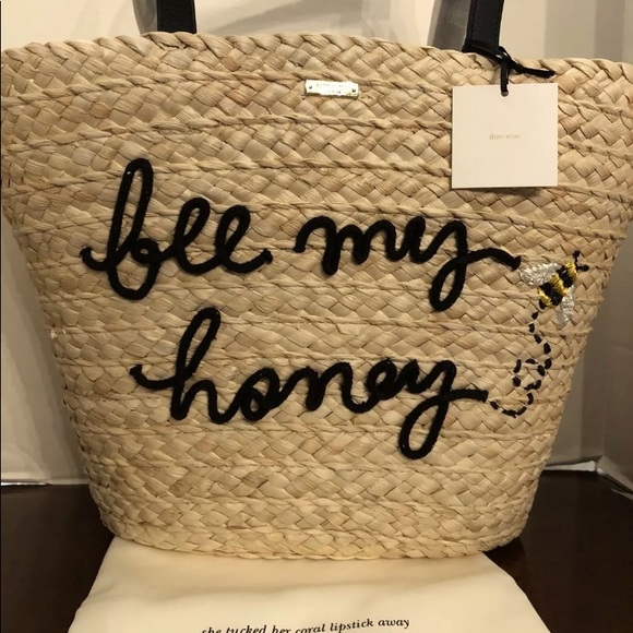 NWT Kate Spade Picnic Perfect Straw Bee Tote Bag - Picture 3 of 8